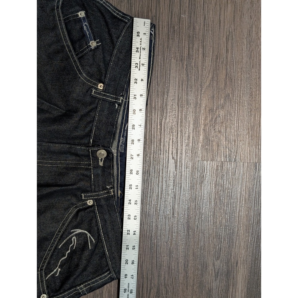 Karl Kani Baggy Barrel Jeans Dark Wash Black Distressed 38x32 Y2K Streetwear - Picture 5 of 9